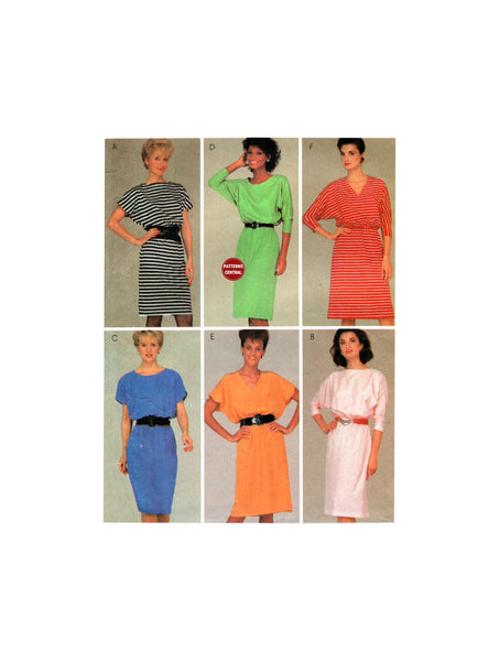 McCall's 8502 Dolman Sleeve Dress with Neckline Variations, Uncut, Factory Folded, Sewing Pattern Size 6-8