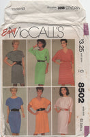 McCall's 8502 Dolman Sleeve Dress with Neckline Variations, Uncut, Factory Folded, Sewing Pattern Size 6-8