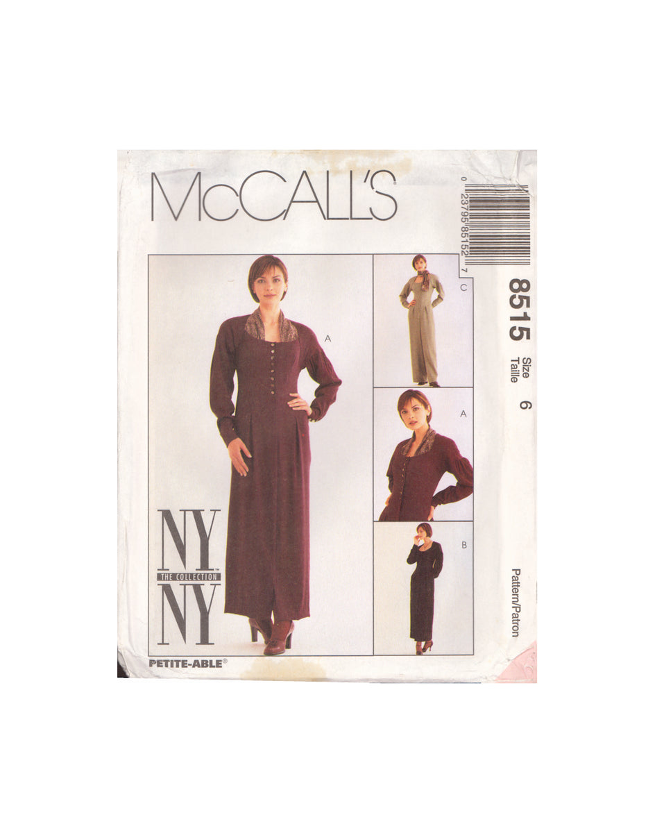 McCall's 8515 Sewing Pattern, Misses' Dress and Jumpsuit, Size 6, Uncu ...