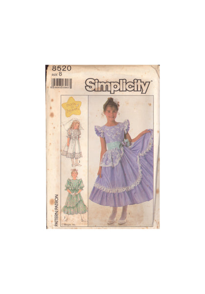Simplicity 8520 Sewing Pattern Girls' Dresses Size 8, Uncut, Factory Folded
