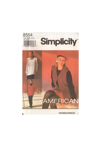 Simplicity 8554 Pants Or Shorts And Top Or Vest, Uncut, Factory Folded, Sewing Pattern Size 10-16