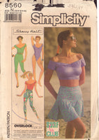 Simplicity 8560 Sewing Pattern, Skirt, Pants, Bodysuit, Top, Size 10-12-14, Cut, Complete