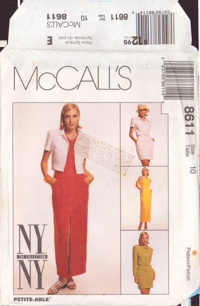 McCall's 8611 Sewing Pattern, Dress, Jacket and Skirt, Size 10, Uncut, Factory Folded
