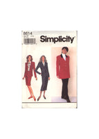 Simplicity 8614 Lined Jacket and Slim Skirt in Two Lengths and Pants, Uncut, Factory Folded, Sewing Pattern Size 12-14-16