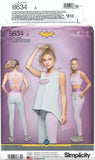 Simplicity 8634b Activewear: Sports Bra, Top and Leggings, Uncut, F/Folded Sewing Pattern Multi Size 6-24