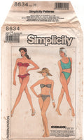 Simplicity 8634 Two Piece Swimsuits with Style Variations, Uncut, F/Folded or Cut, Complete Sewing Pattern Size 6-10