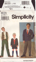 Simplicity 8635 Sewing Pattern, Boys' Pants or Shorts, Vest and Jacket, Size 8-14, Partially Neatly Cut, Complete