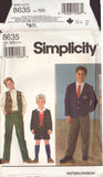 Simplicity 8635 Sewing Pattern, Boys' Pants or Shorts, Vest and Jacket, Size 8-14, Partially Neatly Cut, Complete