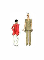 Vogue 8639 Loose Fitting Top with Shaped Hem and Straight Leg Pants, Uncut, Factory Folded Sewing Pattern Size 8-14