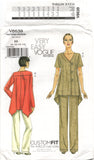 Vogue 8639 Loose Fitting Top with Shaped Hem and Straight Leg Pants, Uncut, Factory Folded Sewing Pattern Size 8-14