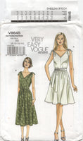 Vogue 8645 Shoulder Tie Dress in Two Lengths and Belt, Uncut, Factory Folded, Sewing Pattern Size 8-14