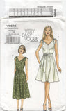 Vogue 8645 Shoulder Tie Dress in Two Lengths and Belt, Uncut, Factory Folded, Sewing Pattern Size 8-14