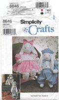 Simplicity 8646 Faith van Zanten 27" Soft Toy Bunnies, Uncut, Factory Folded Sewing Pattern