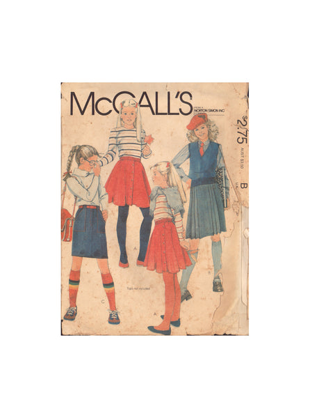 McCall's 8650 Sewing Pattern, Girls' Skirts, Girl Size 7, Cut, Complete