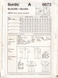 Burda 8673 Sewing Pattern, Blouse 8-18, Uncut Factory Folded