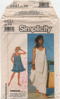 Simplicity 8681 Loose Fitting Dress or Nightgown in Two Lengths, Uncut, Factory Folded Sewing Pattern Size 14-16