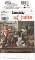 Simplicity 8704 Stuffed Decorative Bear in Two Sizes, Uncut, Factory Folded Sewing Pattern
