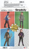 Simplicity 8724 Childs' Action Character Costumes, Uncut, Factory Folded Sewing Pattern Size 3-8