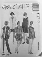 McCall's 8757 Sewing Pattern, Maternity Jumper, Top, Shirt, Pants, Shorts, Size 16-18-20, Uncut, Factory Folded