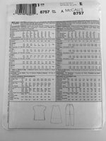 McCall's 8757 Sewing Pattern, Maternity Jumper, Top, Shirt, Pants, Shorts, Size 16-18-20, Uncut, Factory Folded