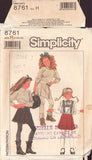 Simplicity 8761 Sewing Pattern, Girls' Front-Wrap Skirt, Size 7, Cut, Complete