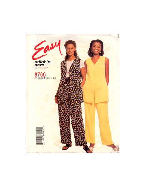 Stitch 'n Save 8766 Sewing Pattern Vest Pants Size 18-24 Uncut Factory Folded