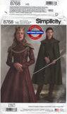 Simplicity 8768 GoT Queen Cersei and Arya Cape Fantasy Costumes, Uncut, Factory Folded, Various Sizes