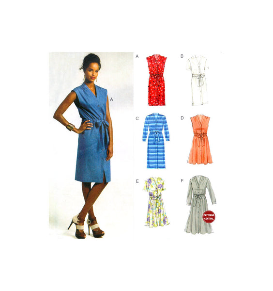 Vogue 8810 Collarless Shirt Dress with Straight or Flared Skirt, Uncut Patterns Central Vogue 8810 Collarless Shirt Dress with Straight or Flared Skirt, Uncut Patterns Central