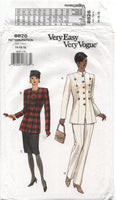 Vogue 8826 Military Style Jacket and Straight Skirt or Tapered Pants, Uncut, Factory Folded Sewing Pattern Size 14-18