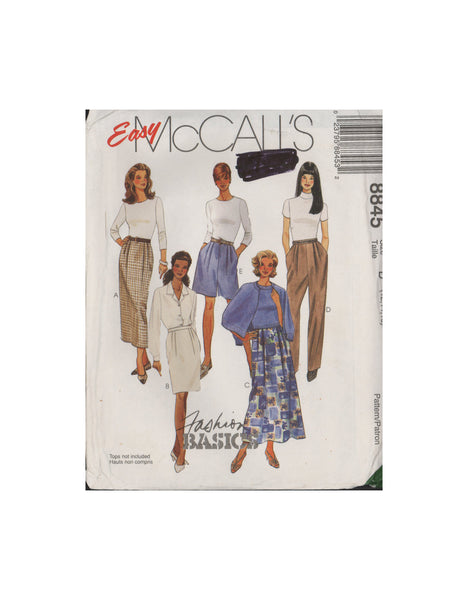 McCall's 8845 Skirt, Pants and Shorts, Sewing Pattern Size 12-14-16, Uncut, Factory Folded