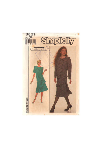 Simplicity 8861 Belle France Evening/Formal Blouson Dress with Two Tiered Skirt, Uncut, Factory Folded Sewing Pattern Size 10