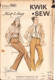 Kwik Sew 890 Sewing Pattern, Pants, Size 6, Cut, Complete