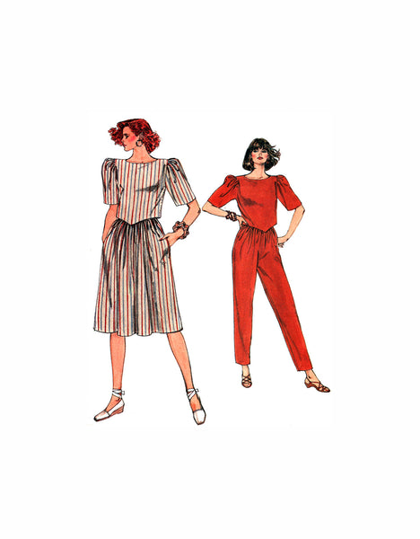 Vogue 8924 Top, Slightly Flared Skirt and  Tapered Pants, Uncut, Factory Folded Sewing Pattern Size 12