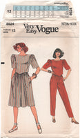 Vogue 8924 Top, Slightly Flared Skirt and  Tapered Pants, Uncut, Factory Folded Sewing Pattern Size 12