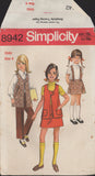 Simplicity 8942 Sewing Pattern Girl's Skirt with Suspenders, Vest and Pants, Size 4, Cut, Complete