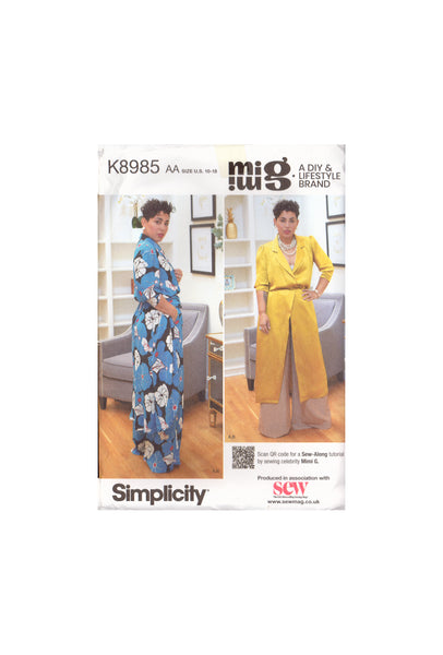 Simplicity 8985 Sewing Pattern, Duster or Dress Pants, Size 10-18, Uncut, Factory Folded