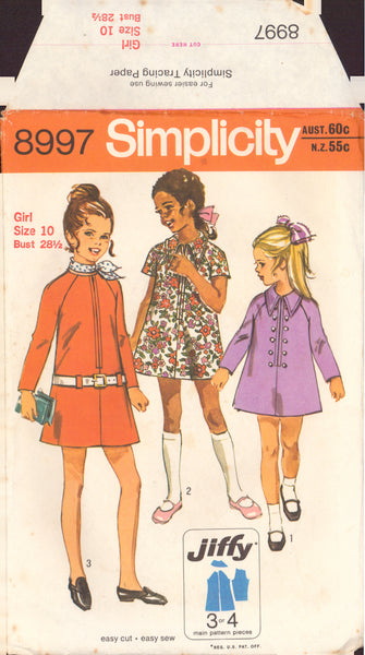 Simplicity 8997 Sewing Pattern, Girls' Dress, Size 10, Cut, Complete
