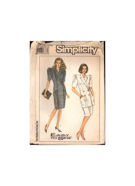 Simplicity 9016 Two-piece double breasted dress Size 12-14-16 Uncut Factory Folded