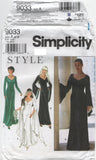 Simplicity 9033 Angel Sleeve Evening or Bridal Dress, Uncut, F/Folded, Sewing Pattern Size 8-18