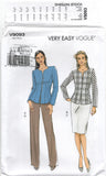 Vogue 9093 Princess Seam Jacket, Tapered Skirt and Straight Leg Pants, Uncut, Factory Folded Sewing Pattern Size 6-14