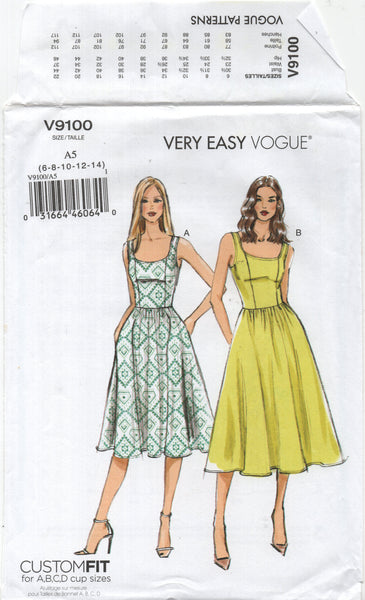 2000's Sewing Pattern: Vogue 9100 Fit and Flare Sundress with Scoop Ne Patterns Central 2000's Sewing Pattern: Vogue 9100 Fit and Flare Sundress with Scoop Ne Patterns Central