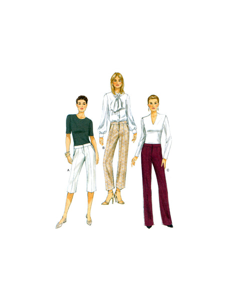Vogue 9131 Semi-Fitted, Tapered Pants and Shorts with Stitched Crease-Line, Uncut, Factory Folded Sewing Pattern Size 6-14