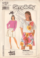 Simplicity 9159 Sewing Pattern, Skirt, Top, Shorts, Size Small-Medium-Large-X Large, Partially Cut, Complete