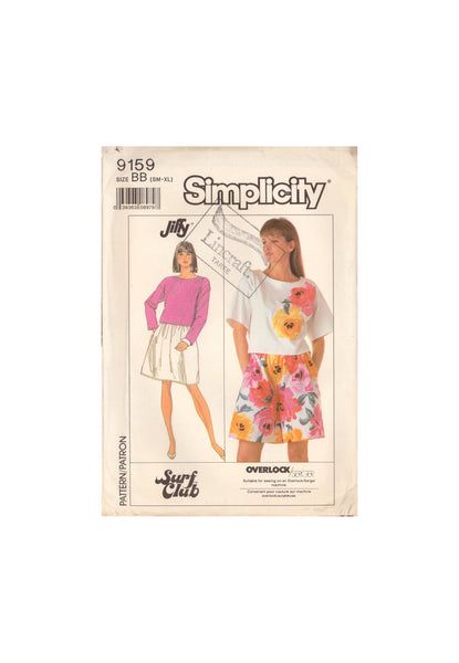 Simplicity 9159 Sewing Pattern, Skirt, Top, Shorts, Size Small-Medium-Large-X Large, Partially Cut, Complete