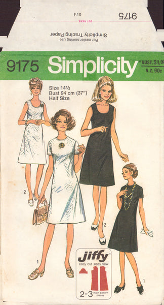 Simplicity 9175 Sewing Pattern, Jiffy Dress, Size 14.5, Cut, Complete