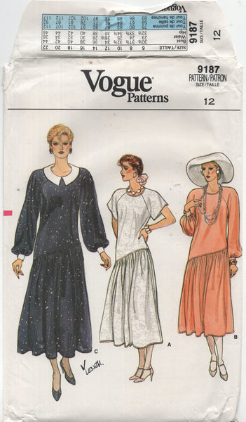 Vogue 9187 Retro 80s Asymmetrical Drop Waist Dress with Drindl Skirt, Patterns Central Vogue 9187 Retro 80s Asymmetrical Drop Waist Dress with Drindl Skirt, Patterns Central