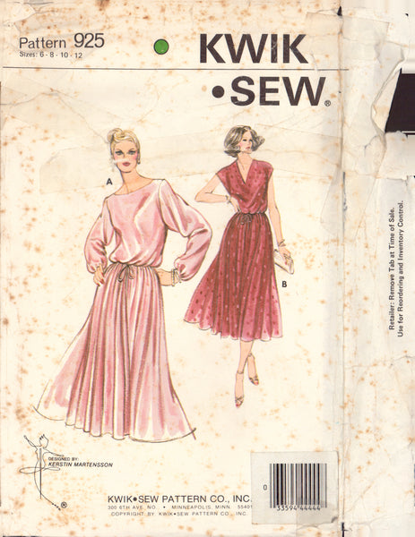Kwik Sew 925 Sewing Pattern, Dress, Size 6-12, Uncut, Factory Folded