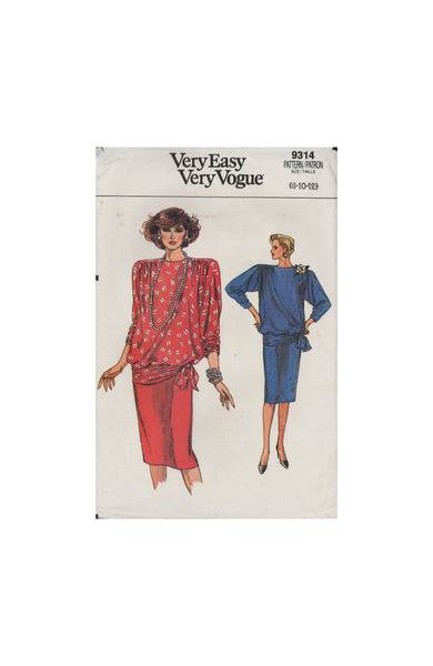 Vogue 9314 Sewing Pattern, Top and Skirt, Size 8-10-12, Uncut, Factory Folded OR Cut, INCOMPLETE