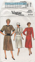 Vogue 9343 Blouson, Front Tucked Dress with Back Button Closing, Uncut, Factory Folded, Sewing Pattern Size 8-12