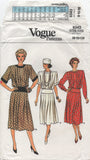 Vogue 9343 Blouson, Front Tucked Dress with Back Button Closing, Uncut, Factory Folded, Sewing Pattern Size 8-12